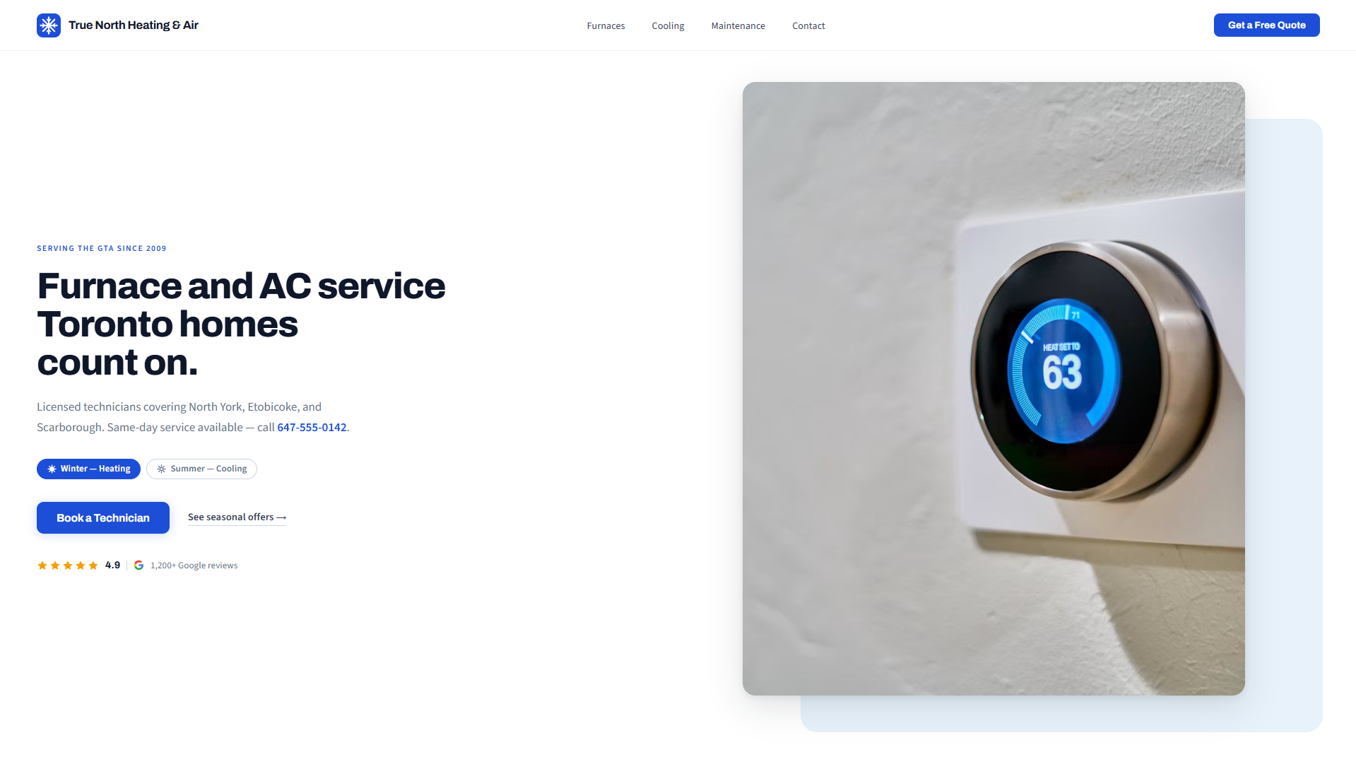 True North Heating & Air — website by Hexa Media